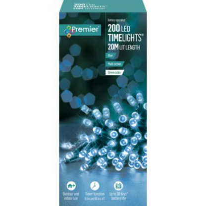 Premier TimeLights 200 Blue LED Battery Operated String Lights